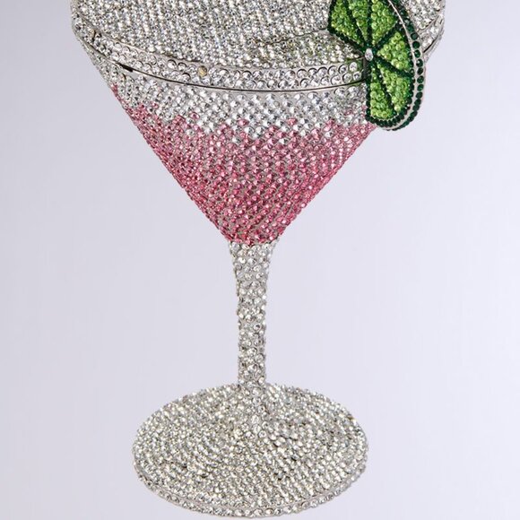 PINK RHINESTONE MARTINI CLUTCH - Picture 3 of 5
